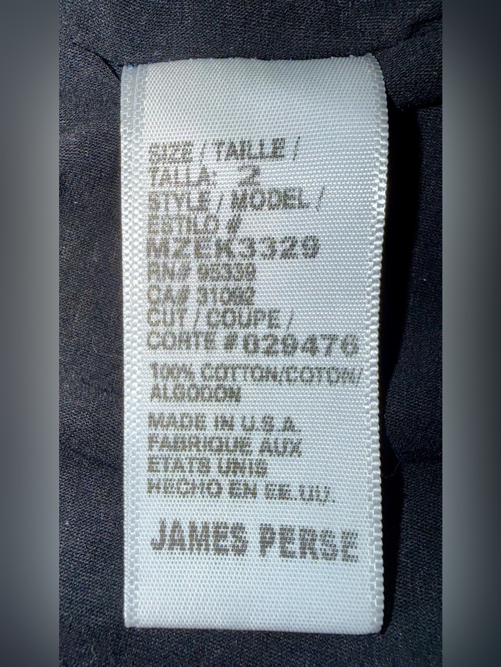 James Perse Standard Pocket Tee Navy Blue Crew Neck T-Shirt Size 2 Made USA - Picture 7 of 10